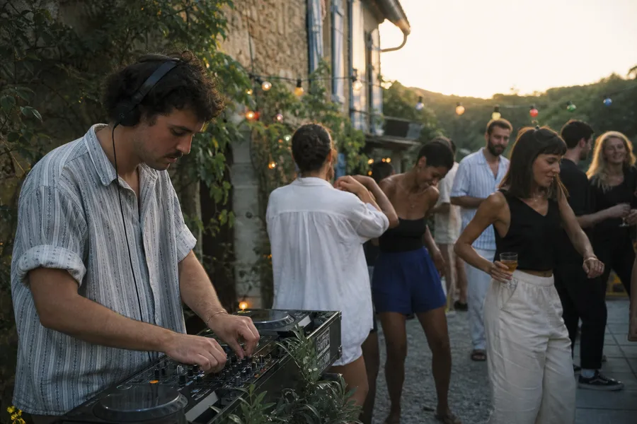 Un DJ anime une petite fête de voisins