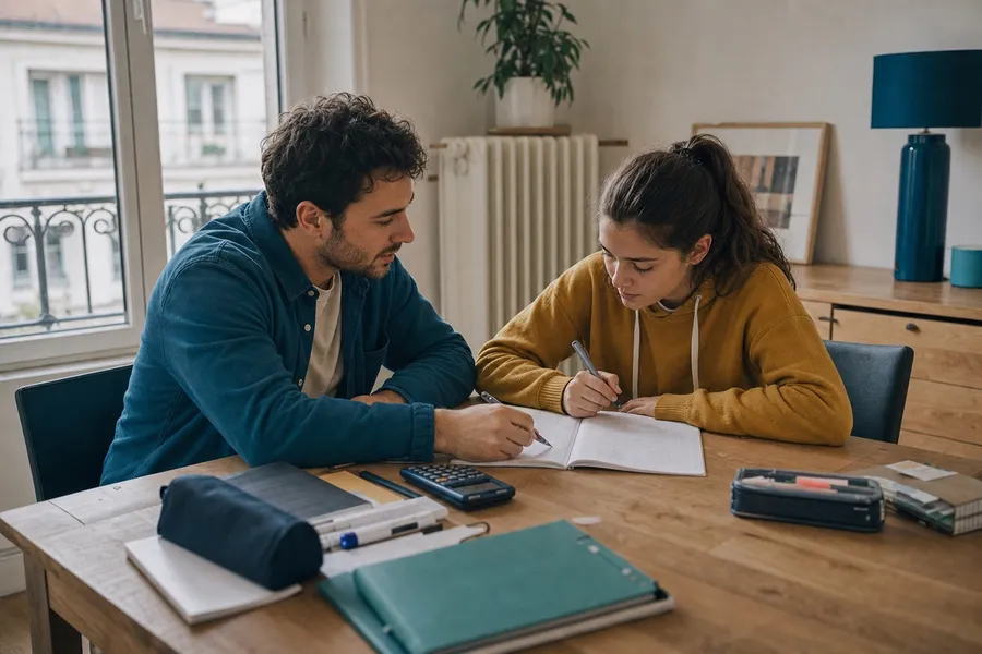 Un Boulotier accompagne une lycéenne pendant ses devoirs